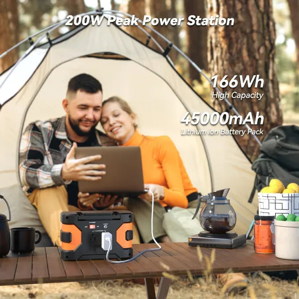 200W Peak Power Station, Flashfish CPAP Battery 166Wh 45000mAh Backup Power Pack 110V 150W Lithium Battery Pack Camping Solar Generator For CPAP Camping Home Emergency Power Supply